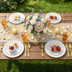 Daluvenix Gold Plastic Dinnerware Set for 50 Guests, Silver Plastic Plates for Party, 50 Disposable Plates, 50 Dessert Plates, 50 Napkins with Silverware, 50 Cups