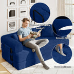 Daluvenix 4-in-1 Folding Convertible Sofa Bed 81 Inch Oversized Corduroy Upholstered Boneless Couch Loveseat Sleeper with Pull Out Bed