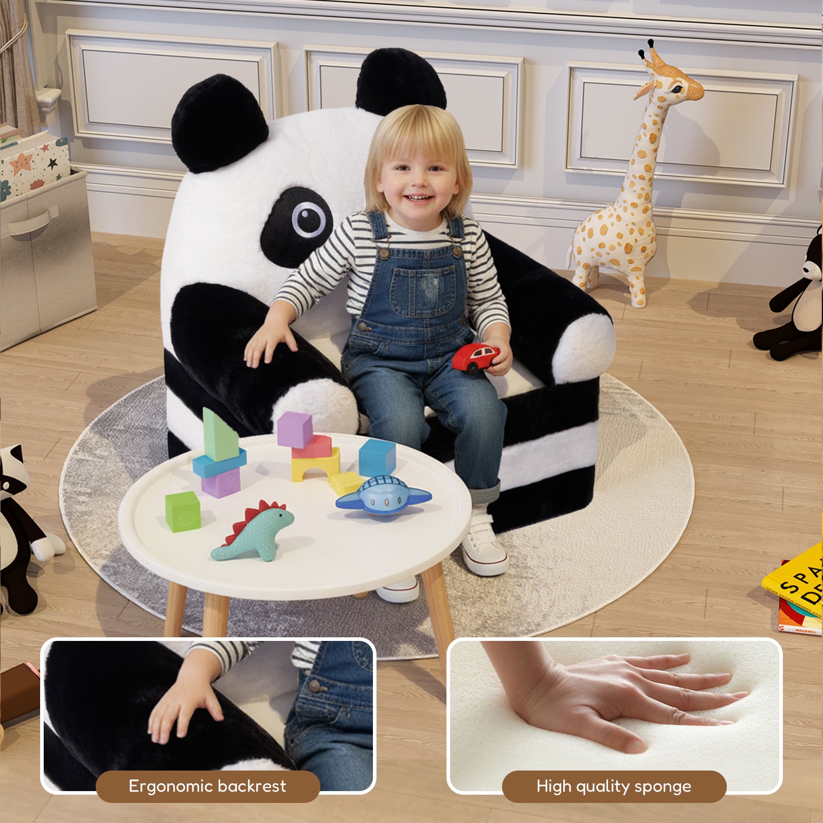 Daluvenix Toddler Sofa Chair 2 In 1 Soft Convertible Kids Couch for Girls Boys