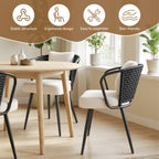 Daluvenix Rattan Dining Chairs Set of 2 Accent Chairs with Rattan Backrest & Teddy Fleece Fabric Cushion