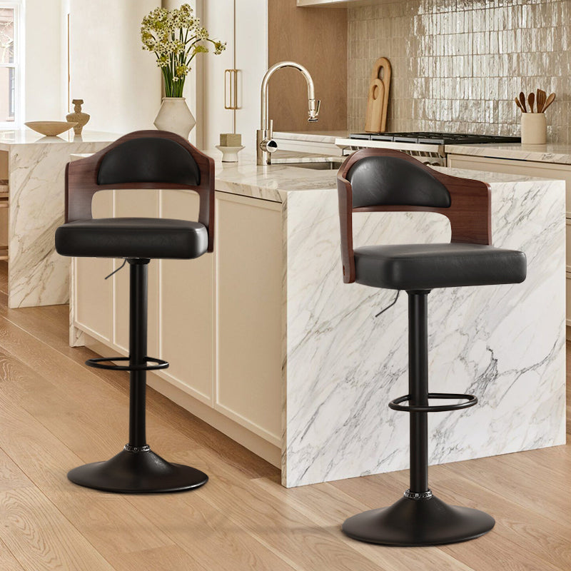 Daluvenix Swivel Bar Stools Set of 2/4, Wooden Kitchen Bar Chairs with Back, PU Leather Counter Height Barstools for Kitchen Island