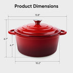 Daluvenix 6qt Enameled Cast Iron Dutch Oven Pot with Lid for Bread,Non-Stick Cookware with Dual Handles for Cooking & Roasting