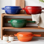 Daluvenix 2 in 1 Cast Iron Dutch Oven Pot with Skillet Lid 3+1.5qt Enamel Dutch Oven Dual Handle