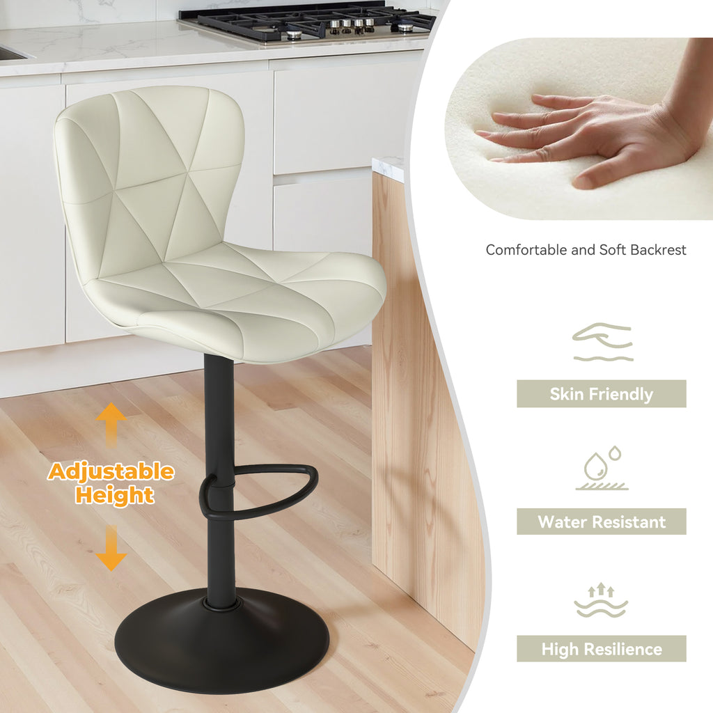 Daluvenix Modern Bar Stools Set of 1/2/3/4, Adjustable Swivel Counter Height Bar Chairs with Back, Faux Leather Upholstered for Kitchen Island