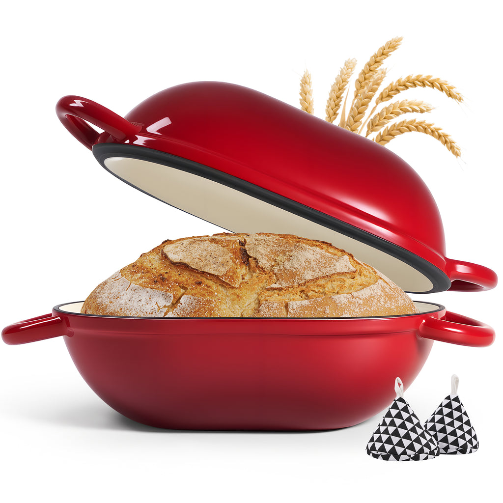 Daluvenix 2qt Dutch Oven for Bread Baking, Enameled Cast Iron Bread Oven with Lid, Non Stick