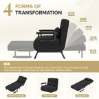 Daluvenix 4 in 1 Convertible Sofa Bed Sleeper Chair with a Pillow, 5 Position Modern Single Person Chaise Lounge Couch , Linen Folding Bed for Living Room Office