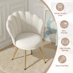 Daluvenix Velvet Accent Chair with Gold Metal Legs, Shell Design Vanity Makeup Chair for Living room, Modern Upholstered Guest Chair