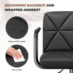 Daluvenix Bar Stools Set of 2 Black PU Leather Adjustable Swivel Barstools