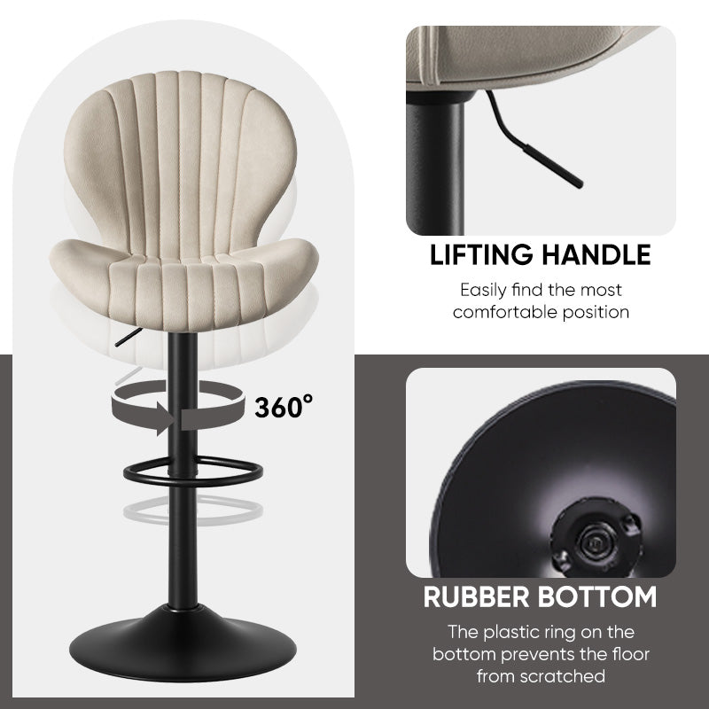 Daluvenix Swivel Bar Stools Set of 1/2/3/4 with Back, Adjustable Counter Height Bar Chairs with Heavy Duty Metal Base for Kitchen Island Dining Room Pub