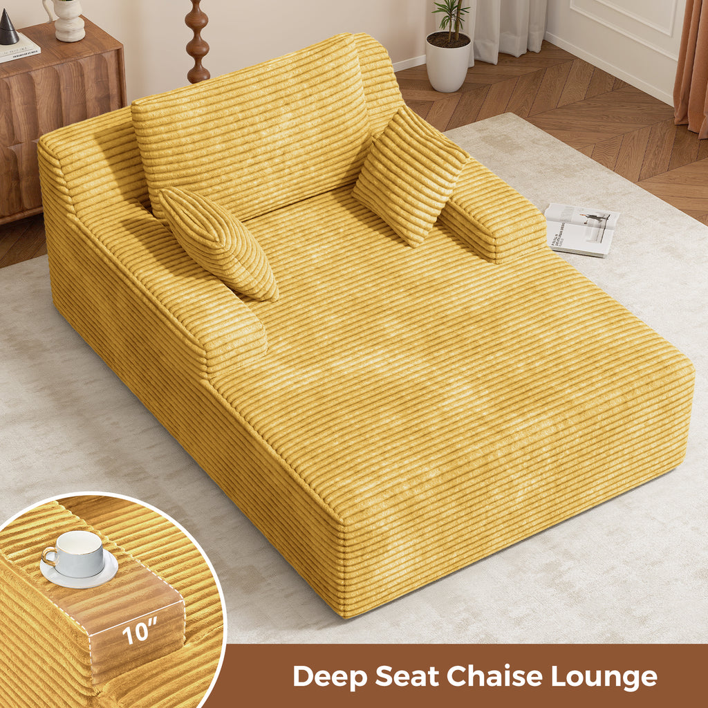 Daluvenix 51 Inch Chaise Lounge Chair Indoor Oversized Corduroy Upholstered Boneless Sofa Bed