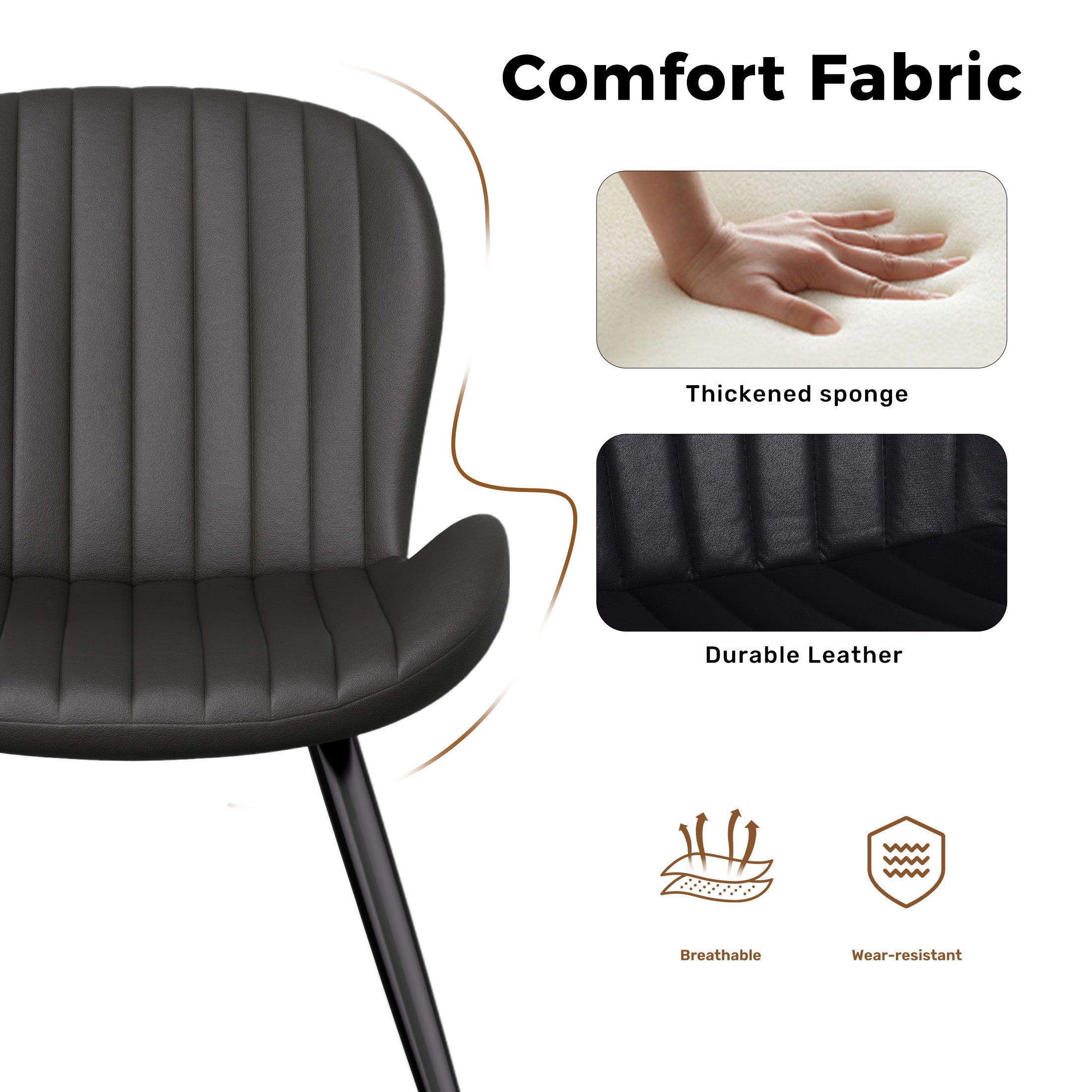 Daluvenix Modern Dining Chairs Set of 2/4 Upholstered Comfy Fabric Kitchen & Dining Room Chairs with Metal Legs & Thick Cushions for Living Room