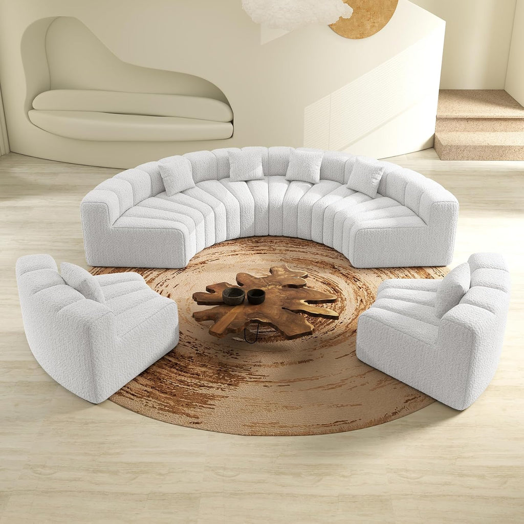 Daluvenix 128''Oversized Round Curved Sofa Modern Round Modular Sectional Sofa