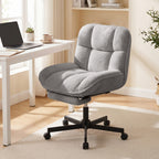 Daluvenix Office Chair, Ergonomic Extra Wide Big Desk Chair with Retractable Footrest, Height Adjustable Swivel Teddy Fleece Mid Back Home Chair with Wheels