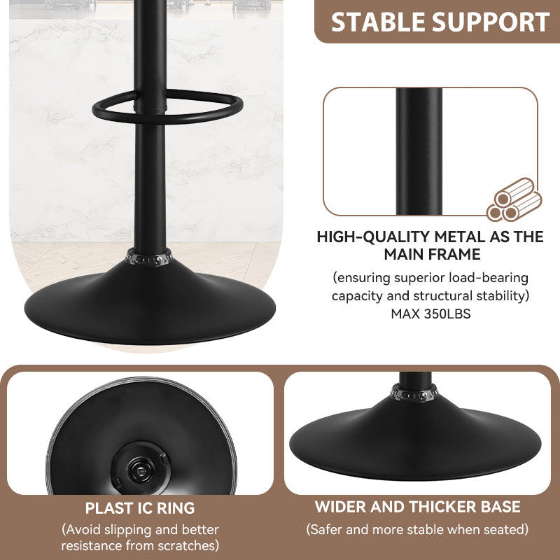 Daluvenix Swivel Bar Stools Set of 2/4, Wooden Kitchen Bar Chairs with Back, PU Leather Counter Height Barstools for Kitchen Island