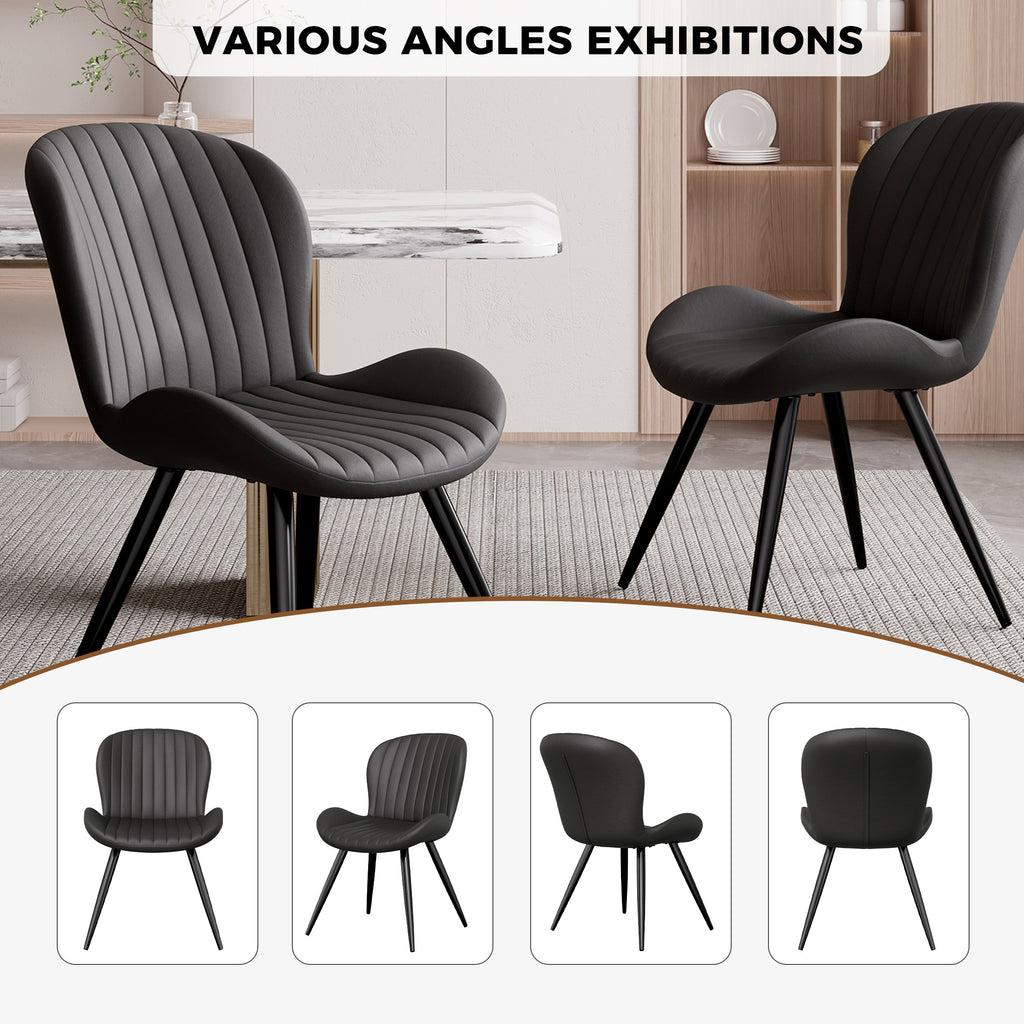 Daluvenix Modern Dining Chairs Set of 2/4 Upholstered Comfy Fabric Kitchen & Dining Room Chairs with Metal Legs & Thick Cushions for Living Room