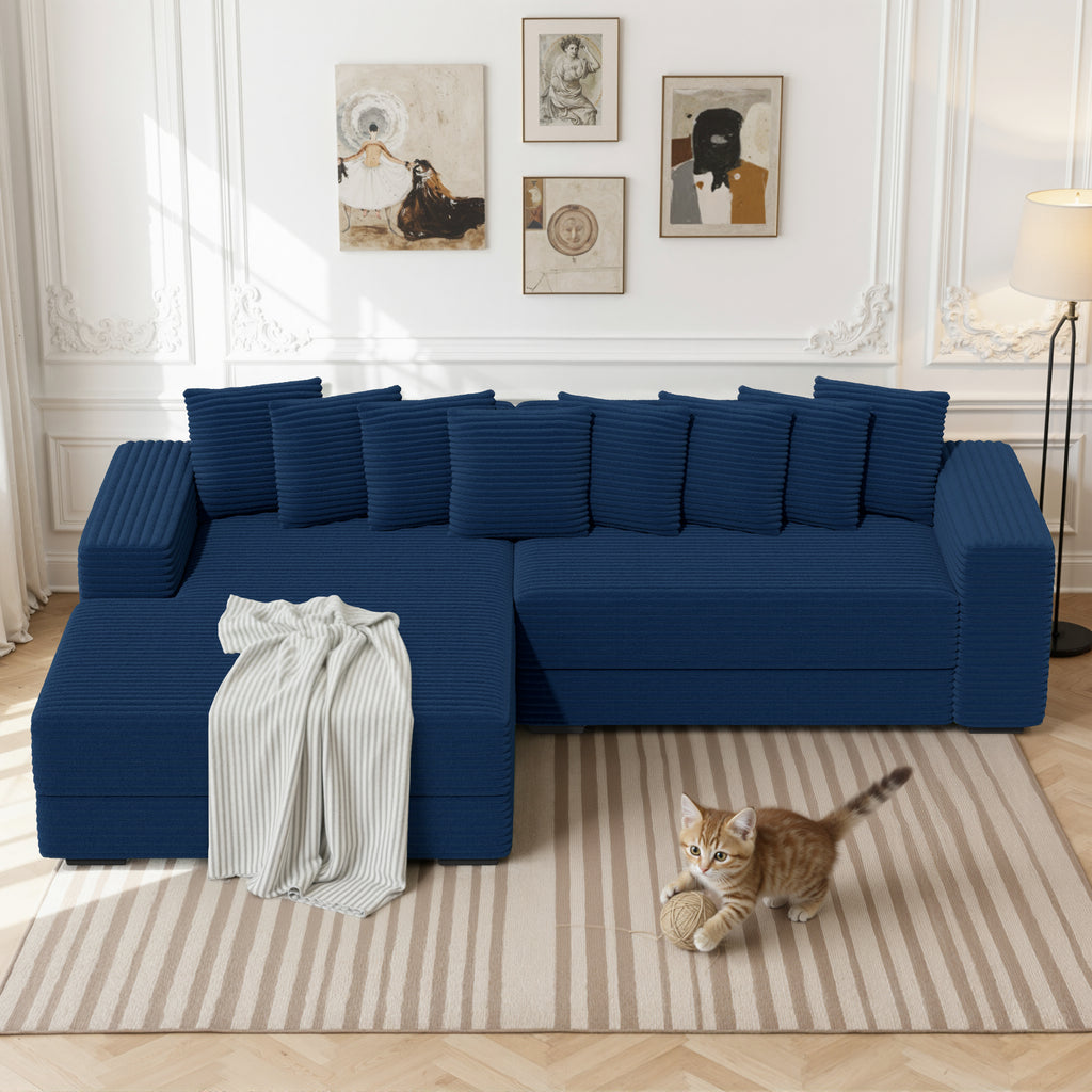 Daluvenix 111''Sectional Cloud Couches L-Shaped Oversized Loveseat Corduroy Couch