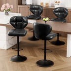 Daluvenix Adjustable Swivel Bar Stools Set of 2 with Backrest, Mid-Century PU Leather Upholstered Bar Chairs for Kitchen Island, 21.65"-31.5" Seat Height