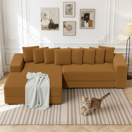 Daluvenix 111''Sectional Cloud Couches L-Shaped Oversized Loveseat Corduroy Couch