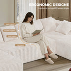 Daluvenix 131'' Modular Sectional Couch Modern U-Shaped Floor Sofa with Double Chaise