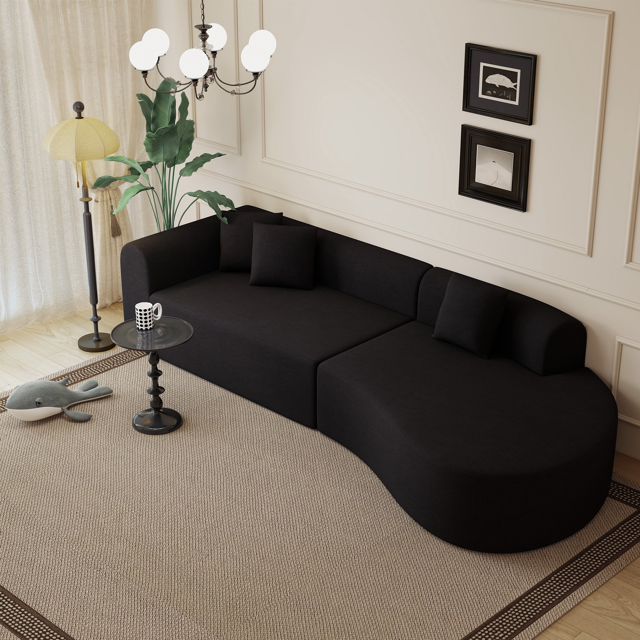 Daluvenix Modern Curved Sofa 126'' Oversized Boneless Cloud Sectional Couch
