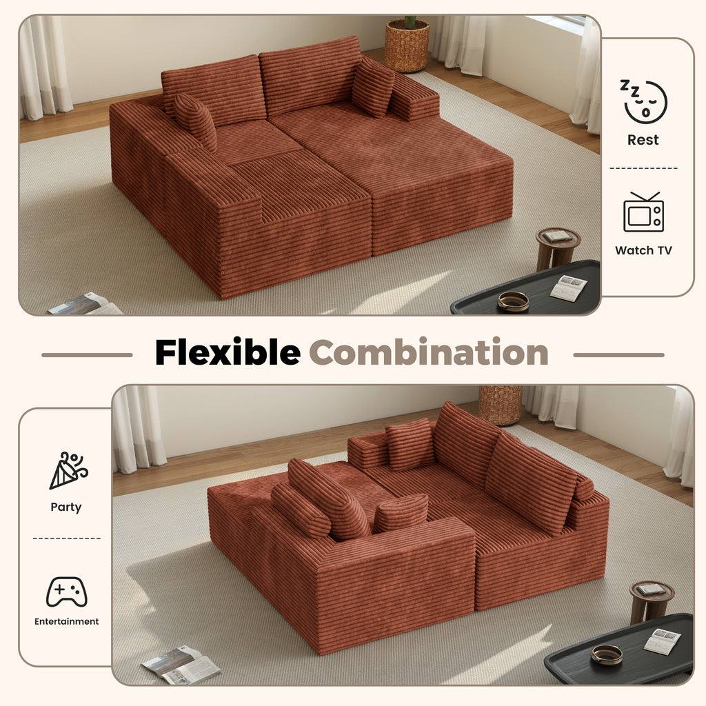 Daluvenix 111” Modular Sectional Sofa Cloud Sectional Couch with L-Shape Chaise