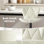 Daluvenix Modern Bar Stools Set of 1/2/3/4, Adjustable Swivel Counter Height Bar Chairs with Back, Faux Leather Upholstered for Kitchen Island