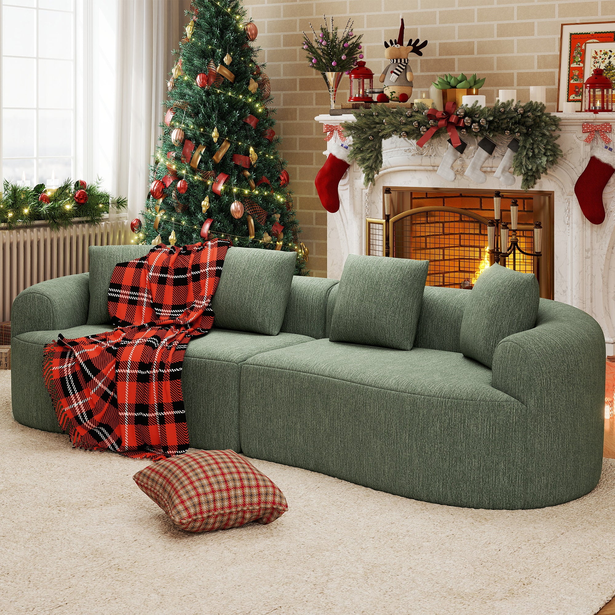 Daluvenix 110" Modular Sectional Sofa Modern 4 Seater Curved Sofa Couch for Living Room
