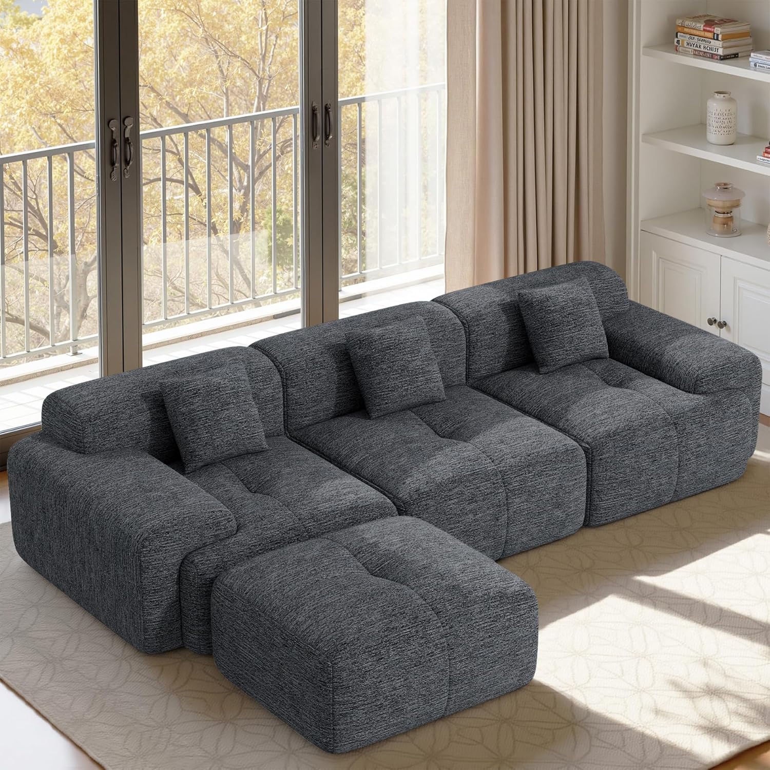 Daluvenix 122" Modern L Shaped Modular Sectional Sofa 4 Seater for Living Room with Deep Seat