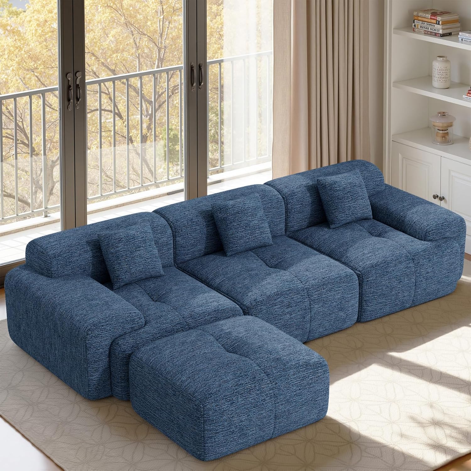 Daluvenix 122" Modern L Shaped Modular Sectional Sofa 4 Seater for Living Room with Deep Seat