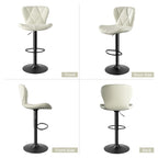 Daluvenix Modern Bar Stools Set of 1/2/3/4, Adjustable Swivel Counter Height Bar Chairs with Back, Faux Leather Upholstered for Kitchen Island