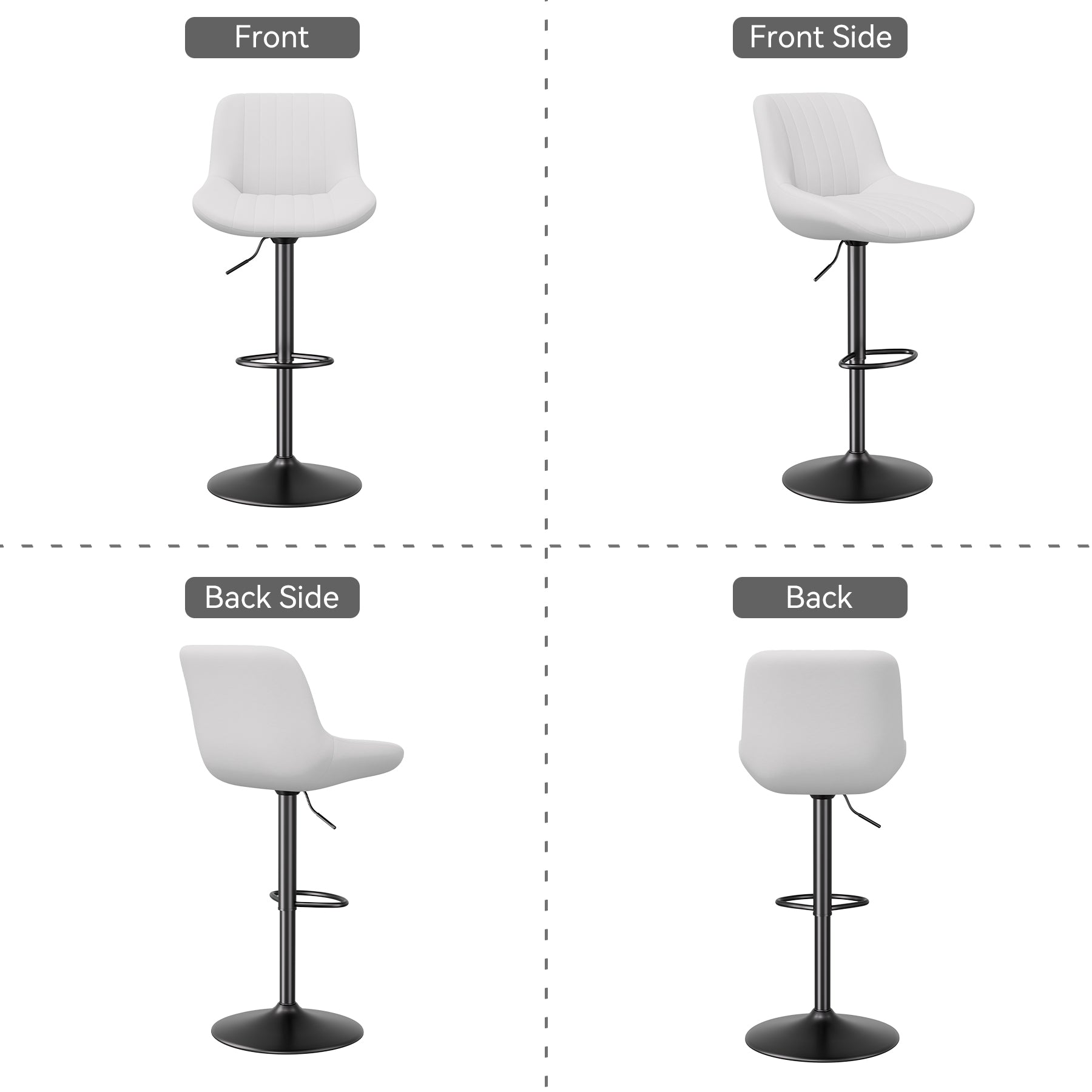 Daluvenix Adjustable Bar Stools Set of 1/2//3/4, Swivel Kitchen Bar Chairs with Back, Modern Tech Fabric Island Chairs for Home Kitchen