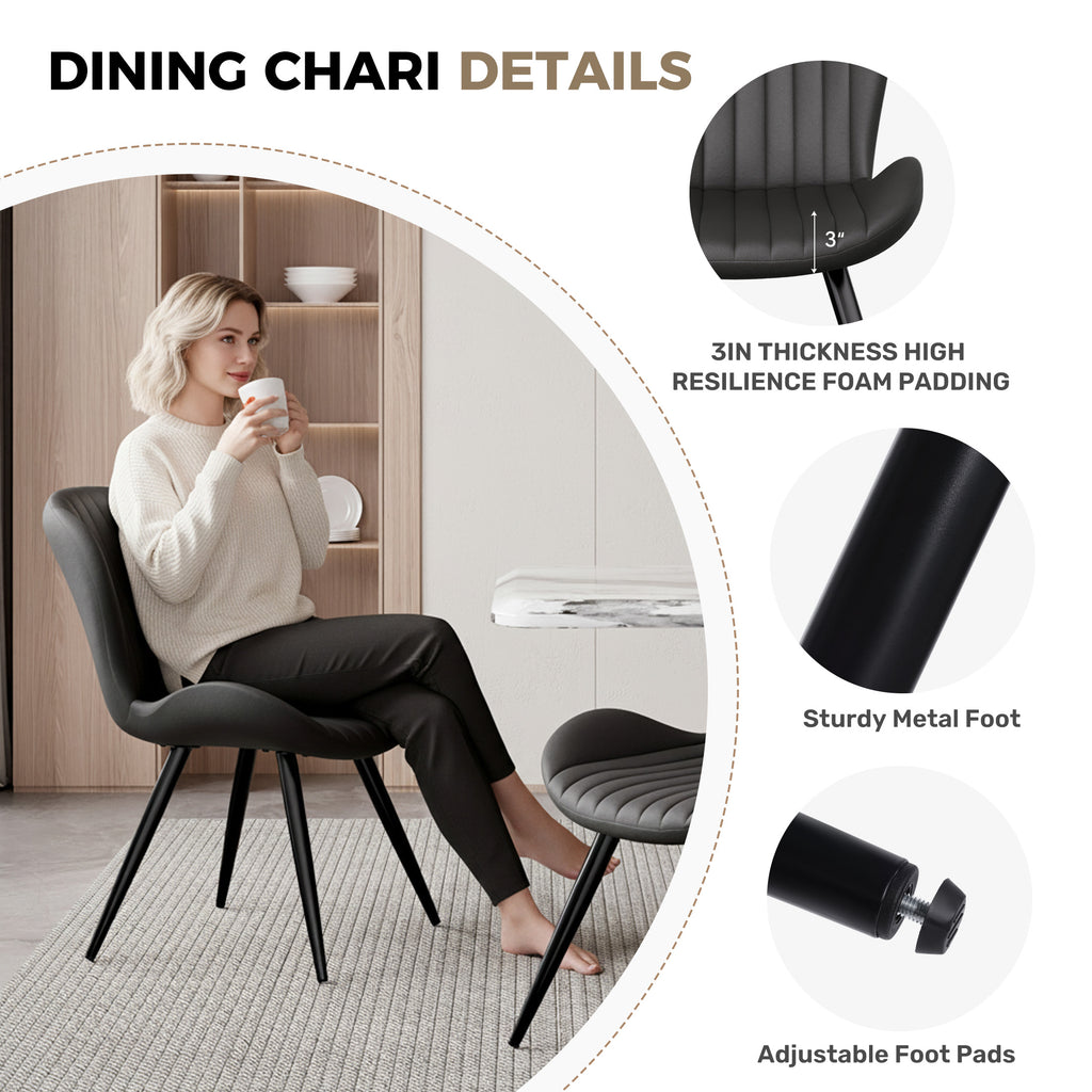 Daluvenix Modern Dining Chairs Set of 2/4 Upholstered Comfy Fabric Kitchen & Dining Room Chairs with Metal Legs & Thick Cushions for Living Room