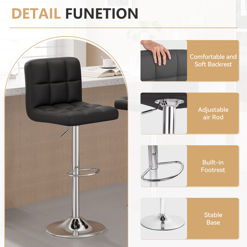 Daluvenix Swivel Bar stools set of 2 Modern PU Leather Barstools with Midback