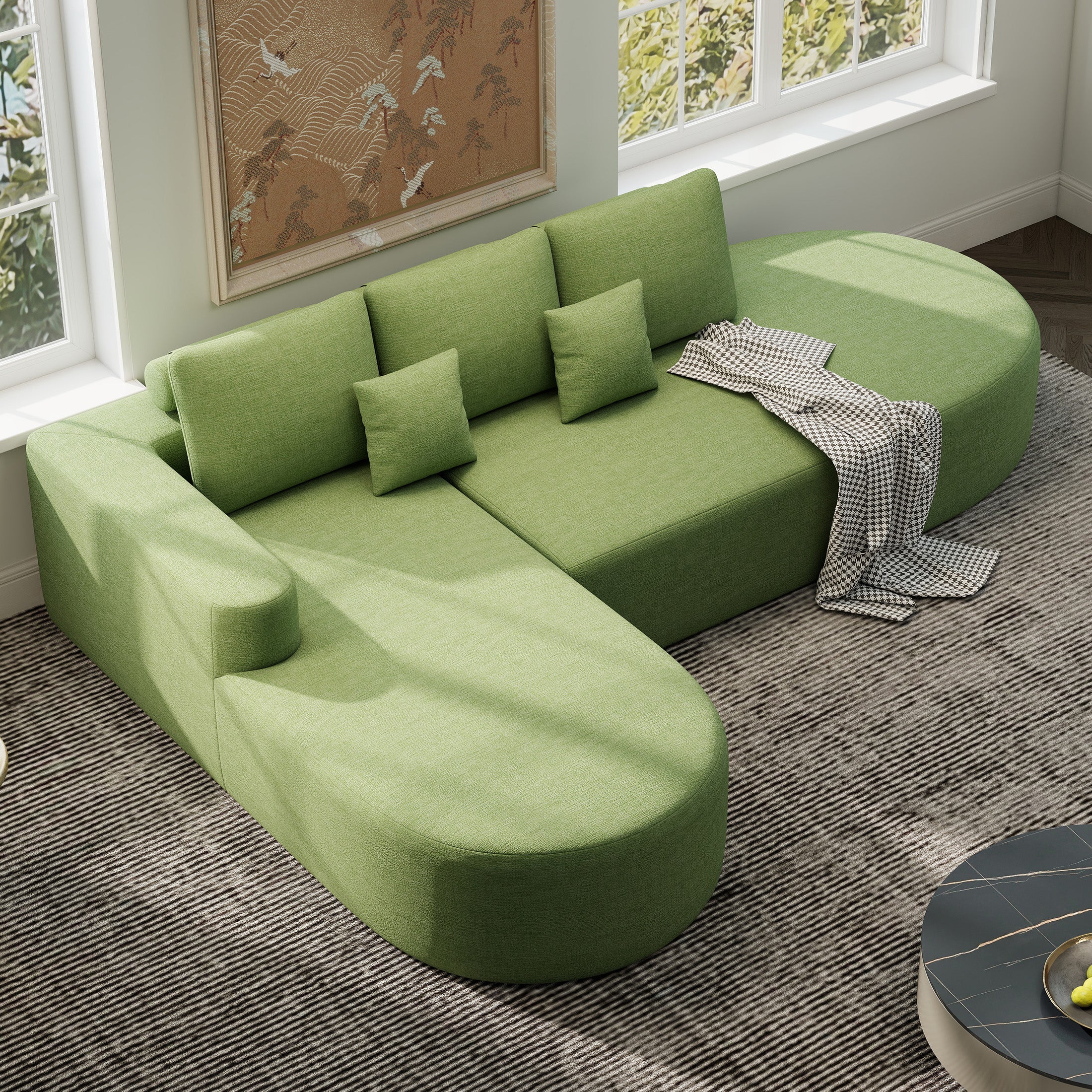 Daluvenix 112" L Shaped Modern Modular Sectional Curved Sofa
