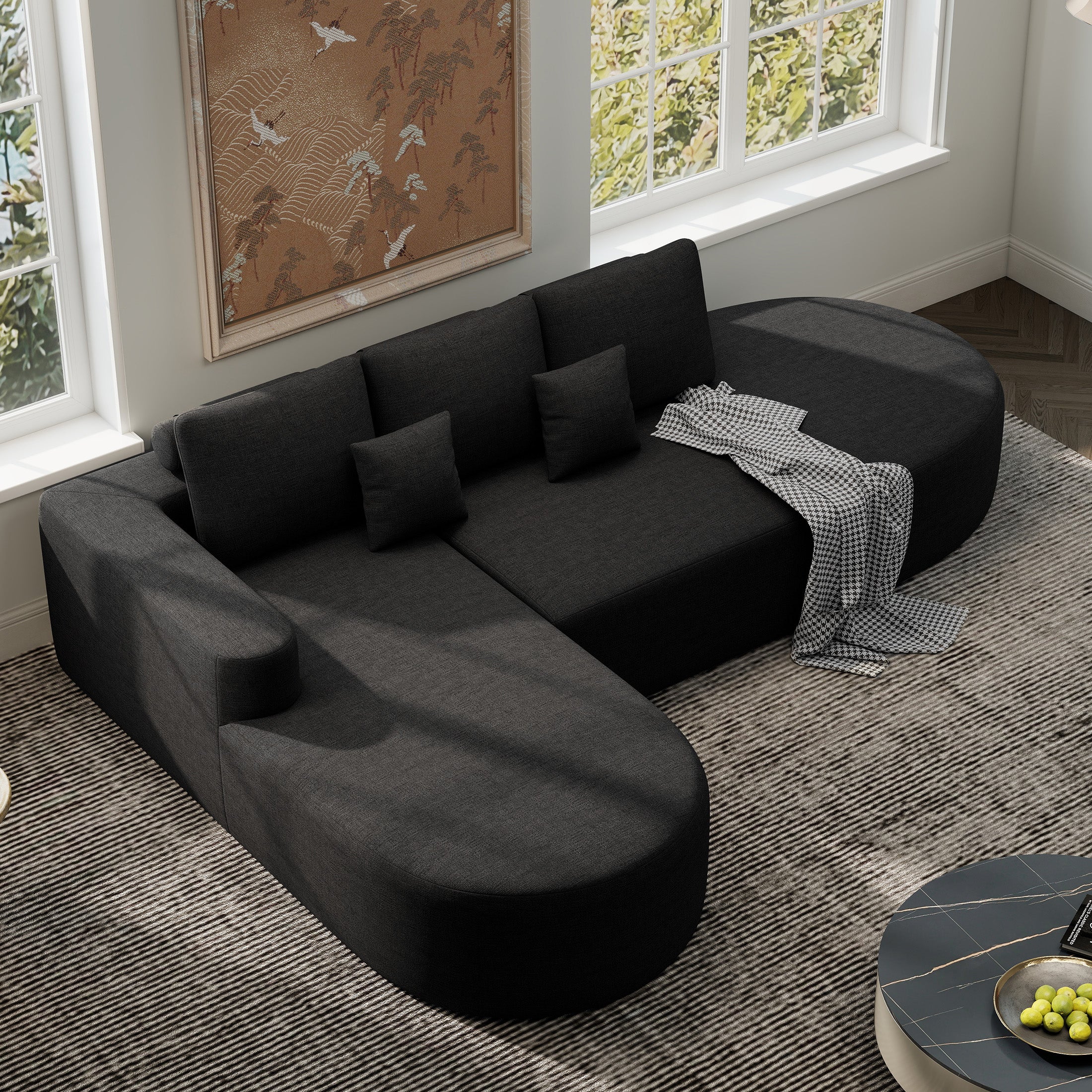 Daluvenix 112" L Shaped Modern Modular Sectional Curved Sofa
