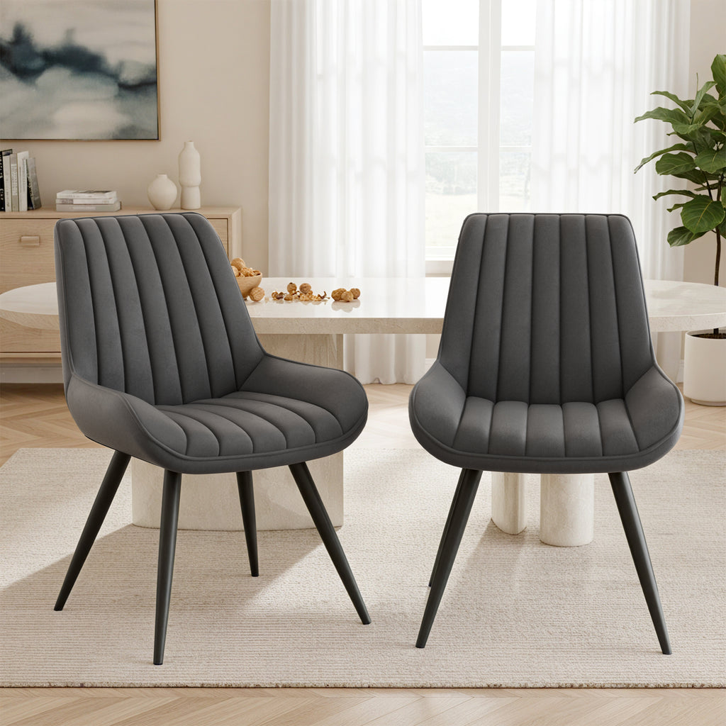 Daluvenix Modern Dining Chairs Set of 2/4, Upholstered Fabric Comfy Kitchen Dining Chairs with Metal Legs & Thick Cushions for Dining Living Room