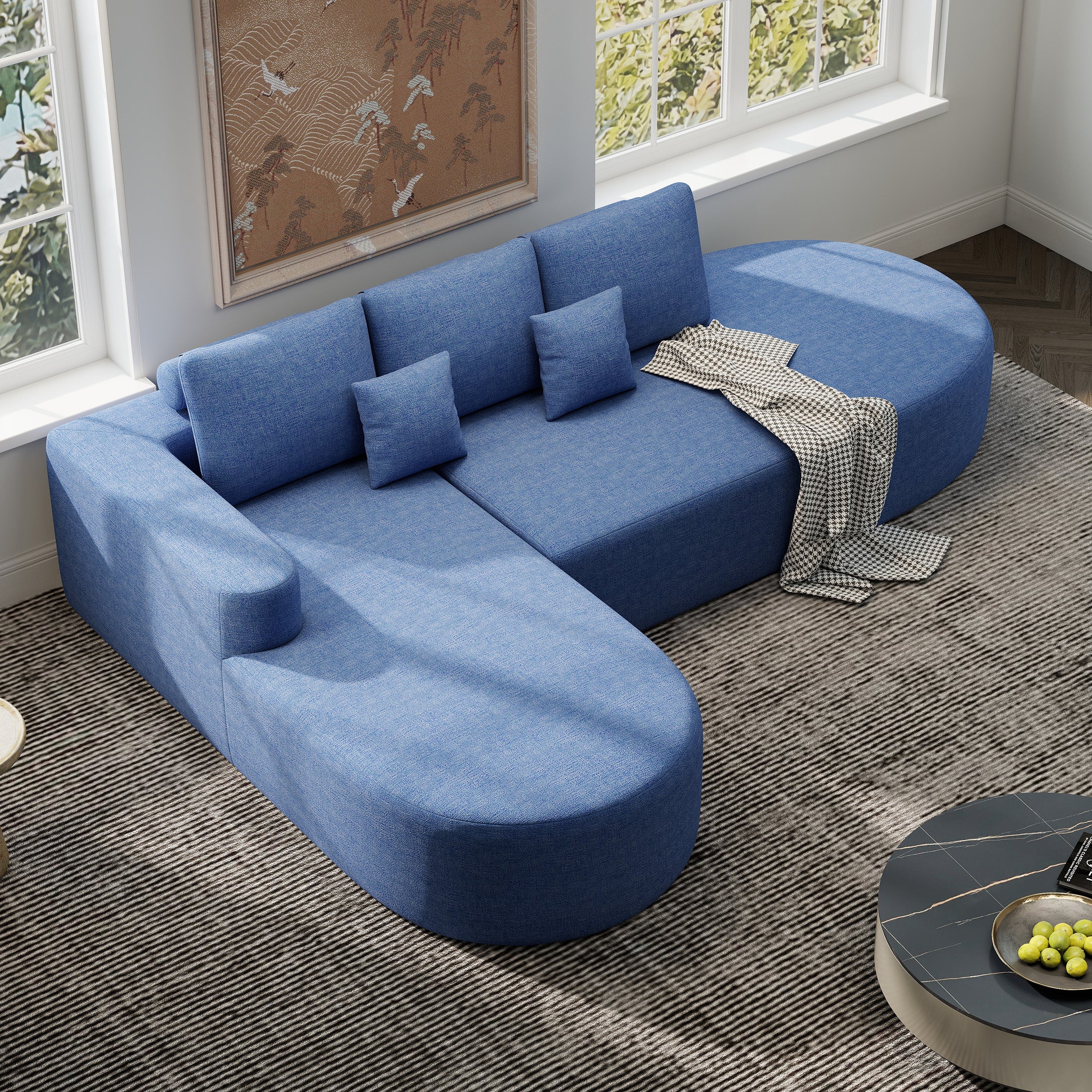Daluvenix 112" L Shaped Modern Modular Sectional Curved Sofa