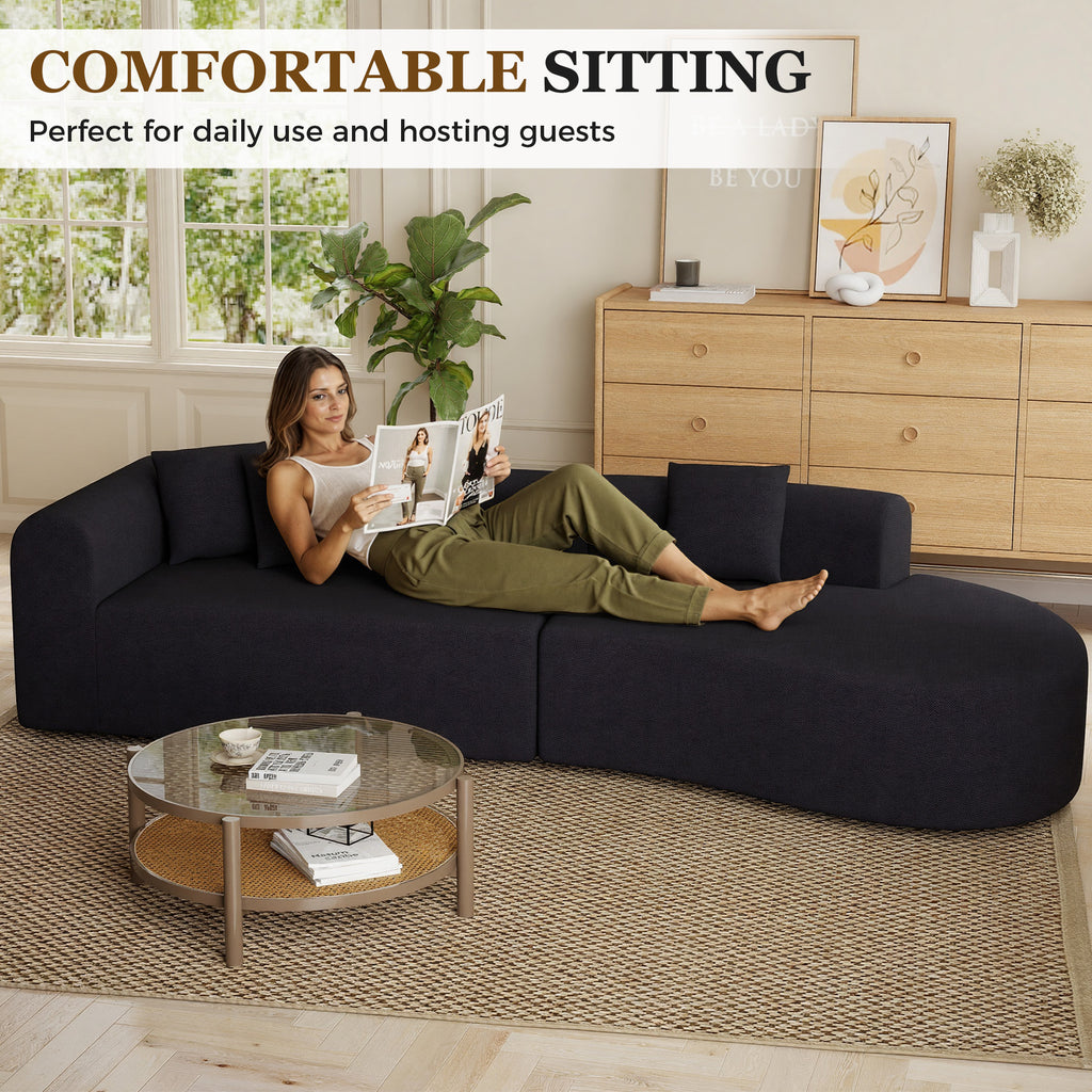 Daluvenix Modern Curved Sofa 126'' Oversized Boneless Cloud Sectional Couch