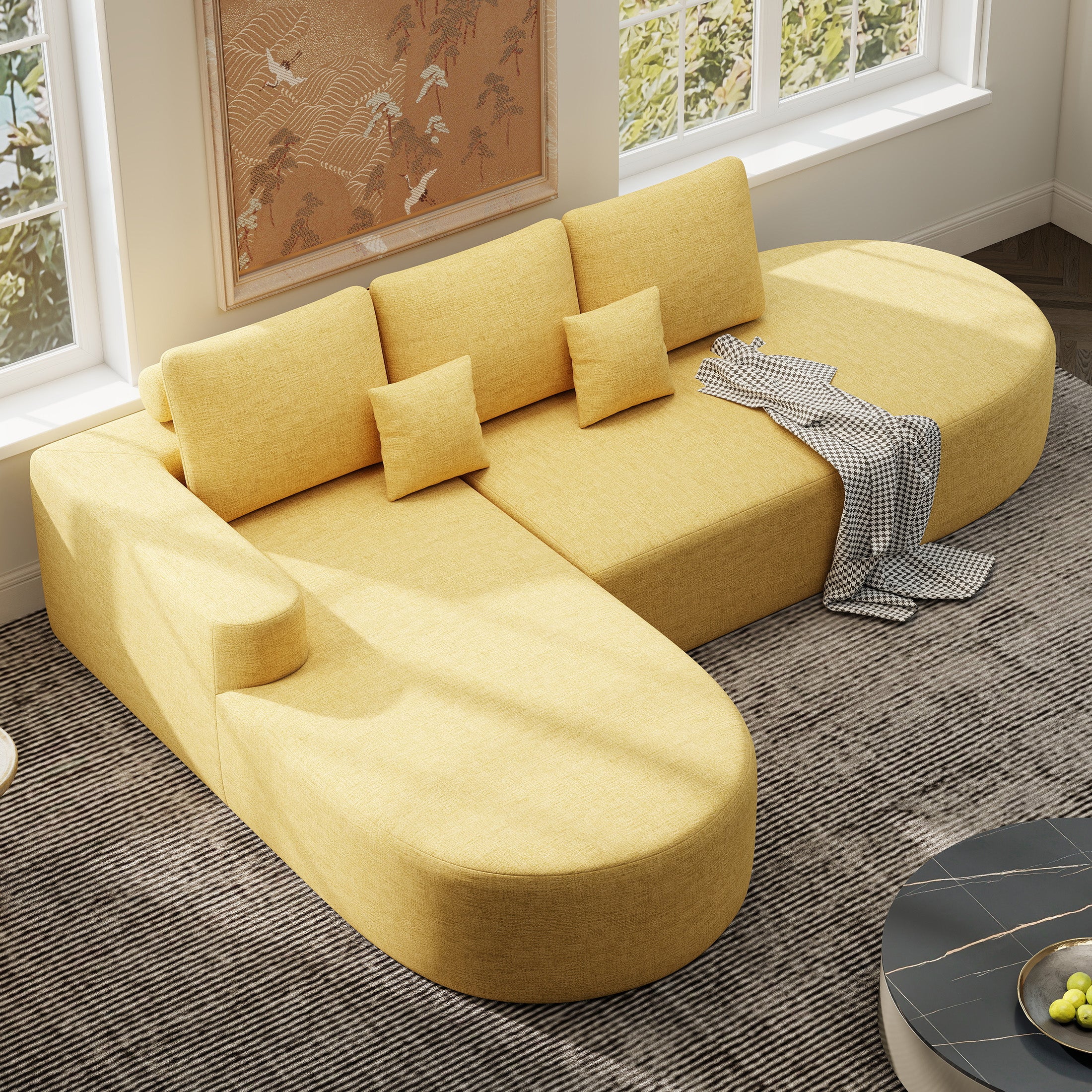 Daluvenix 112" L Shaped Modern Modular Sectional Curved Sofa