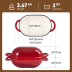 Daluvenix 2qt Dutch Oven for Bread Baking, Enameled Cast Iron Bread Oven with Lid, Non Stick