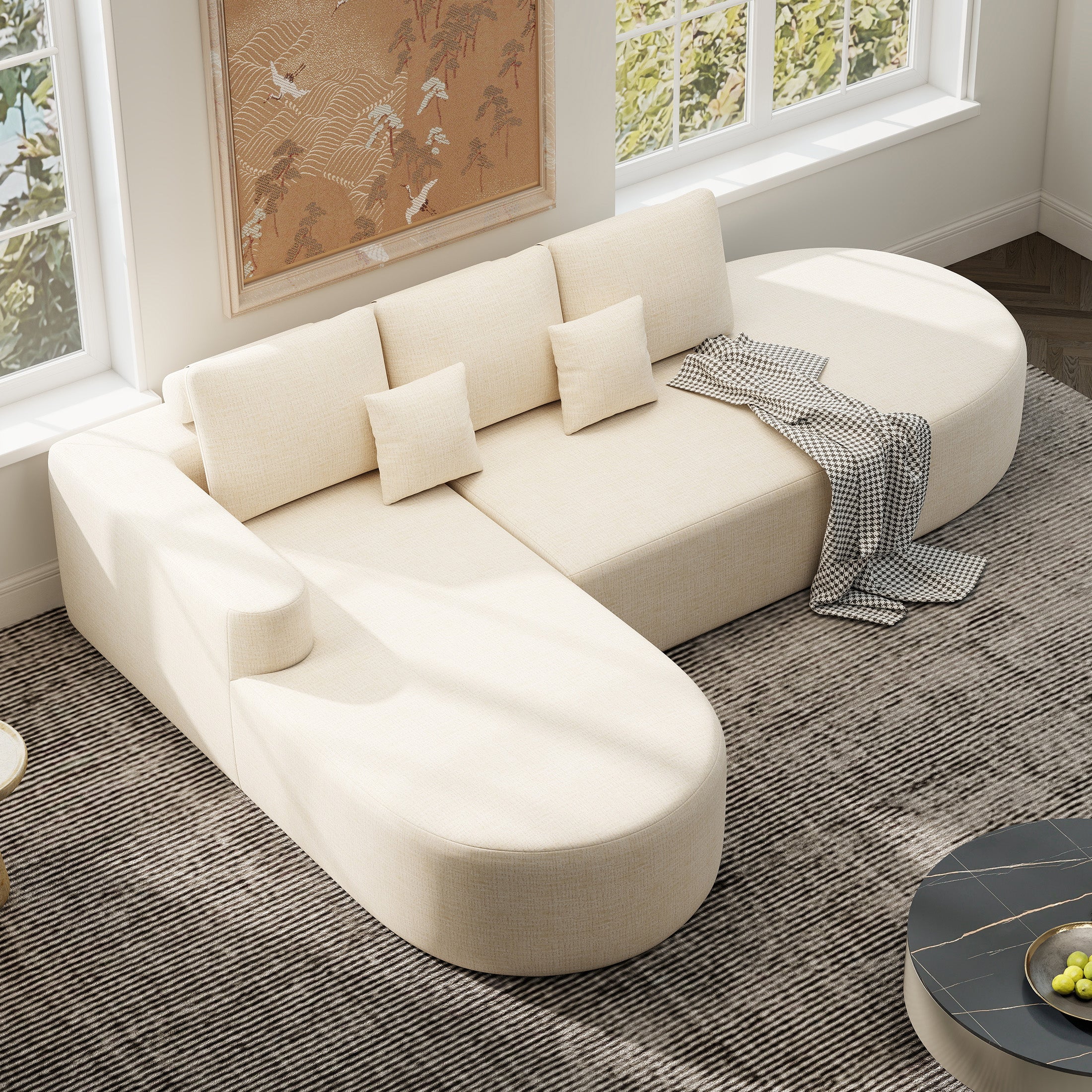Daluvenix 112" L Shaped Modern Modular Sectional Curved Sofa