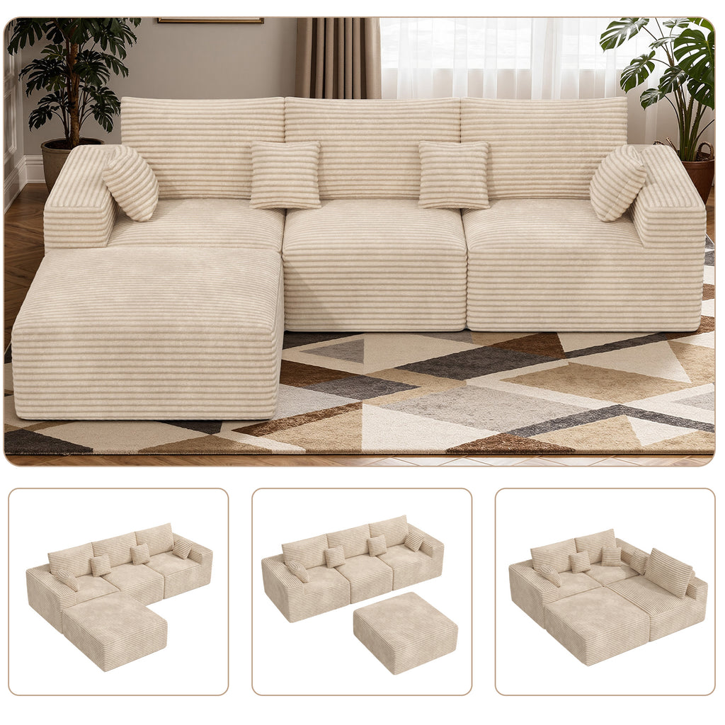 Daluvenix 113" Modern Modular Sectional Sofa L-Shaped Couch U-Shaped loud Couches Sofa Bed