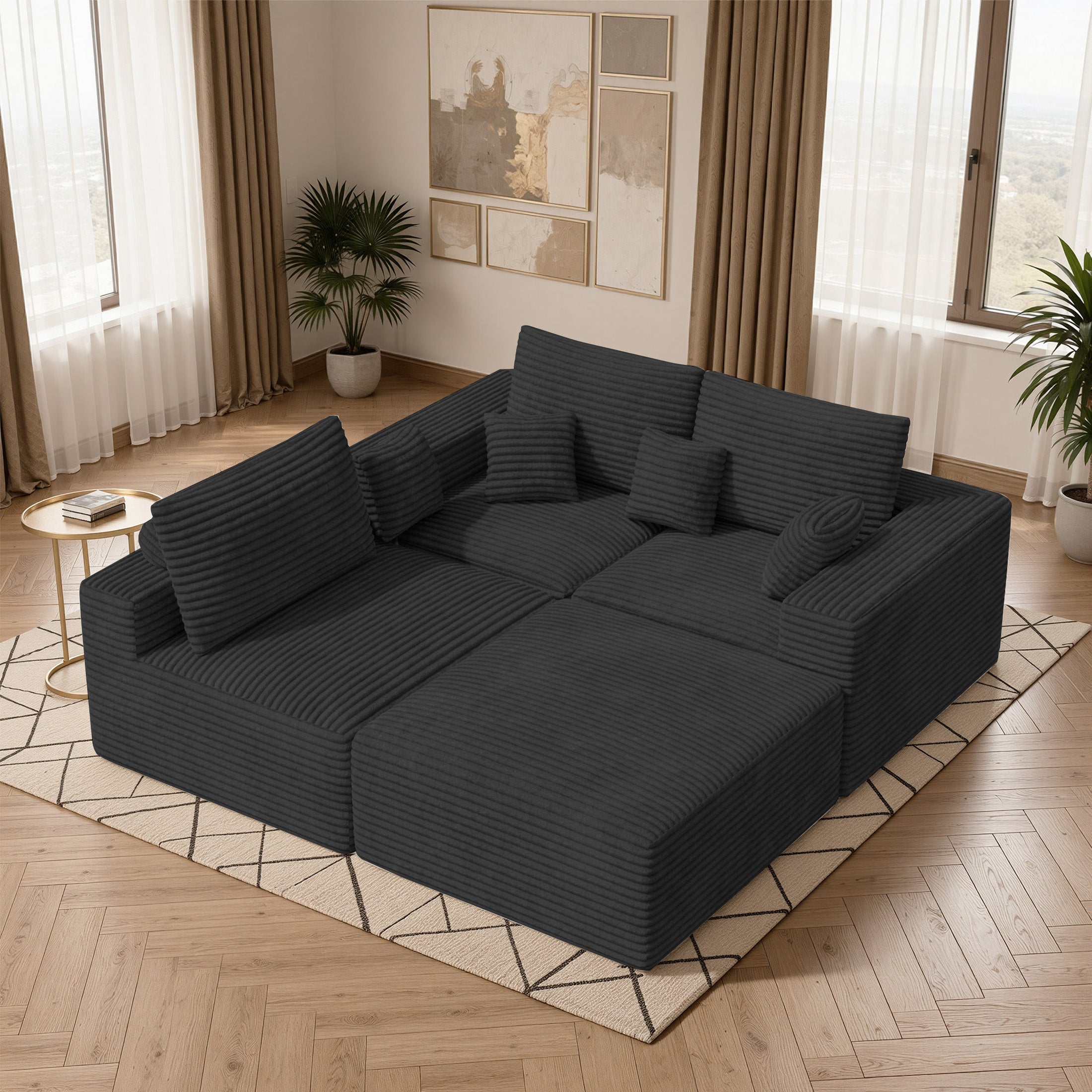 Daluvenix 113" Modern Modular Sectional Sofa L-Shaped Couch U-Shaped loud Couches Sofa Bed