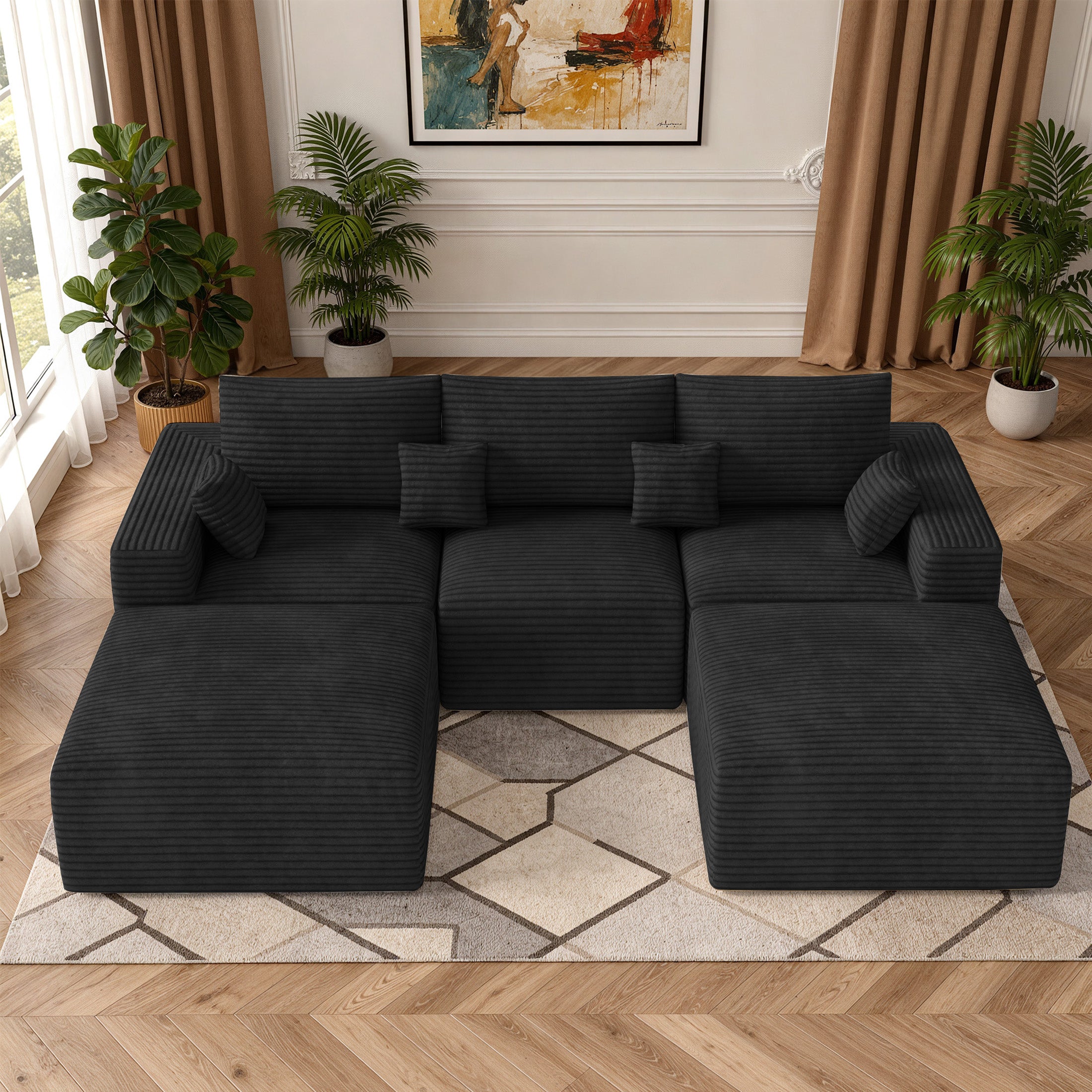 Daluvenix 113" Modern Modular Sectional Sofa L-Shaped Couch U-Shaped loud Couches Sofa Bed