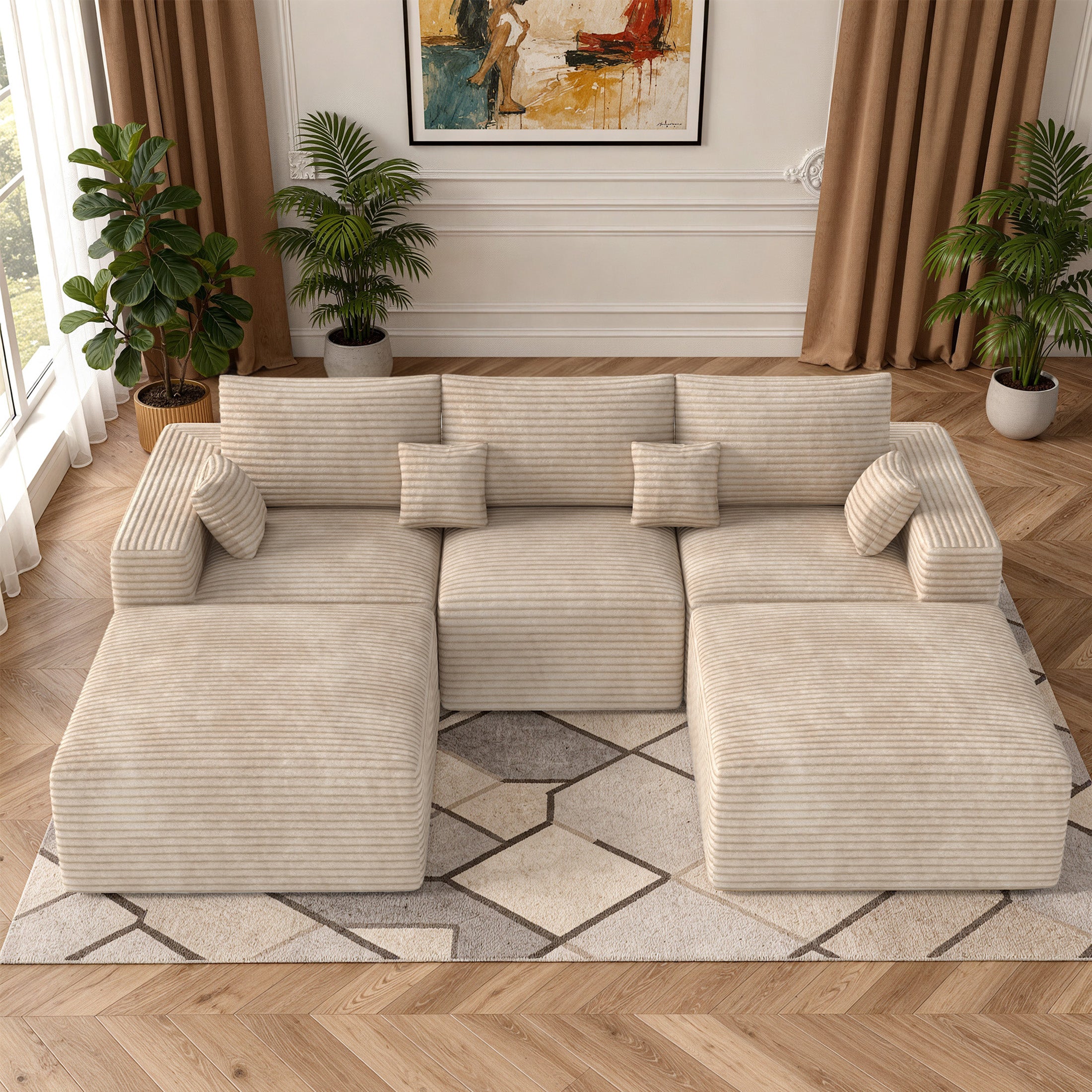 Daluvenix 113" Modern Modular Sectional Sofa L-Shaped Couch U-Shaped loud Couches Sofa Bed