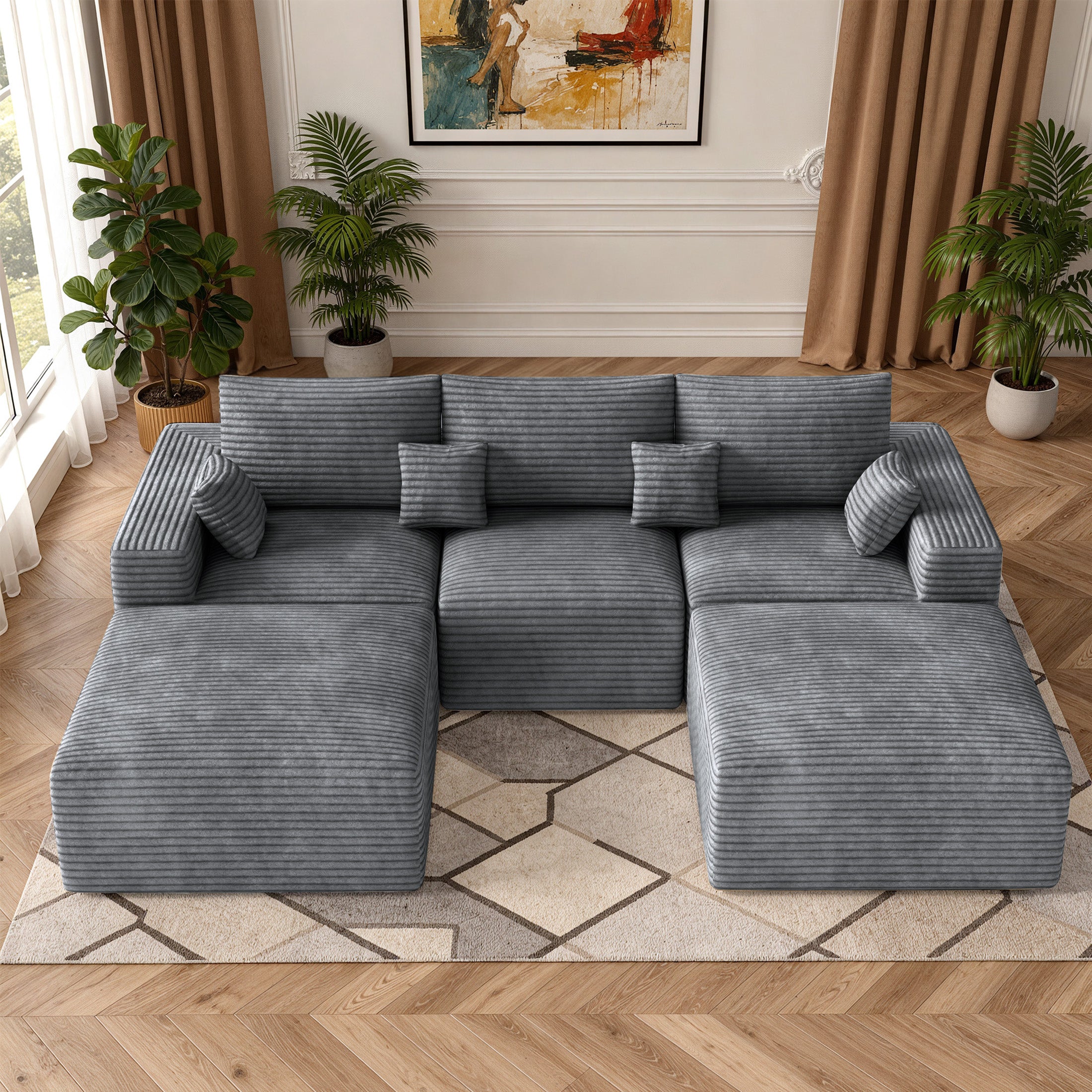 Daluvenix 113" Modern Modular Sectional Sofa L-Shaped Couch U-Shaped loud Couches Sofa Bed