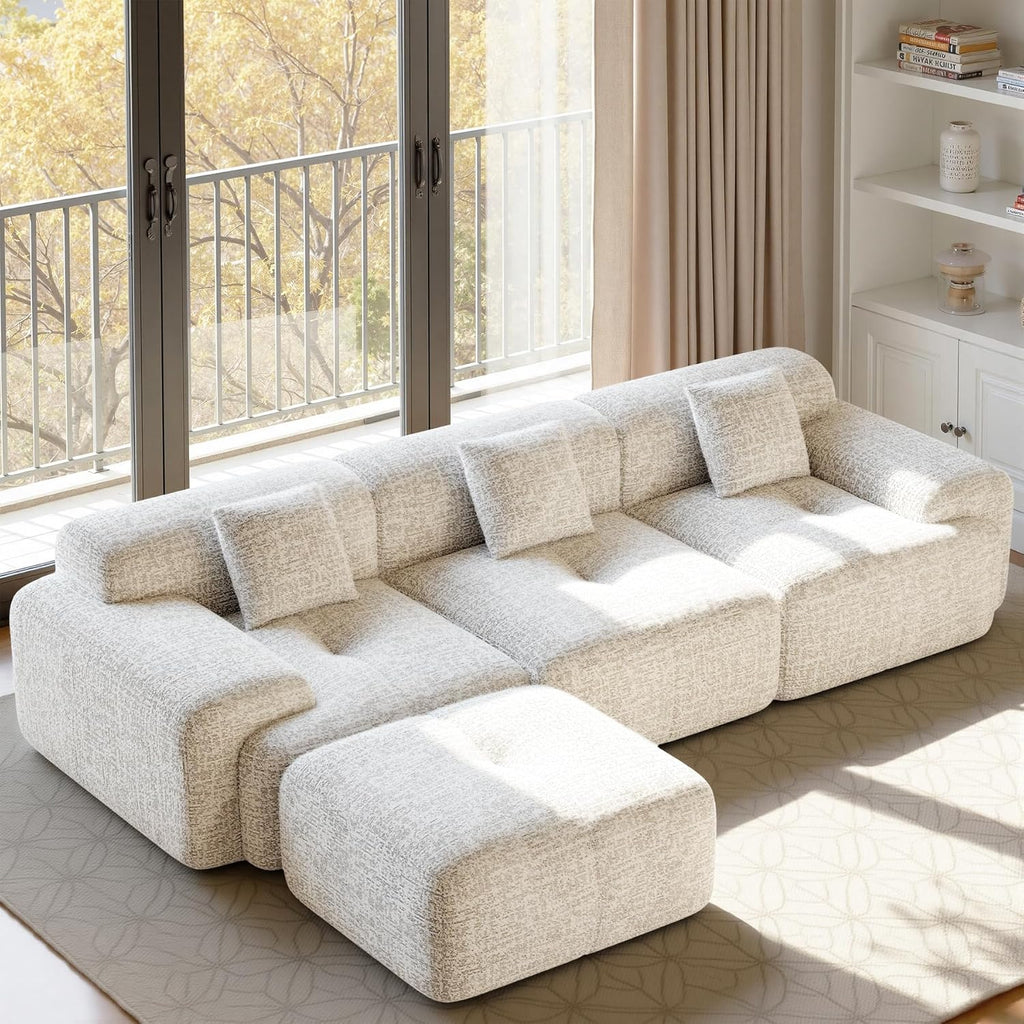 Daluvenix 122" Modern L Shaped Modular Sectional Sofa 4 Seater for Living Room with Deep Seat