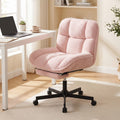 Daluvenix Office Chair, Ergonomic Extra Wide Big Desk Chair with Retractable Footrest, Height Adjustable Swivel Teddy Fleece Mid Back Home Chair with Wheels