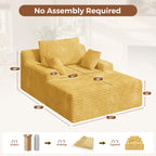 Daluvenix 51 Inch Chaise Lounge Chair Indoor Oversized Corduroy Upholstered Boneless Sofa Bed